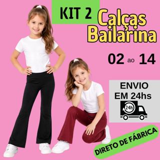 Kit 2 Calça Legging Flare Infantil Juvenil Meninas do 02 ao 14 Suplex PREMIUM em Oferta na Shopee