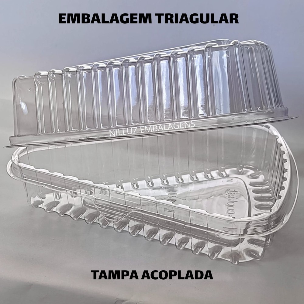 Detalhes do Embalagem Fatia De Bolo Torta Temaki Tampa Acoplada Cor Transparente Com 50 ou 100 unidades ECO630