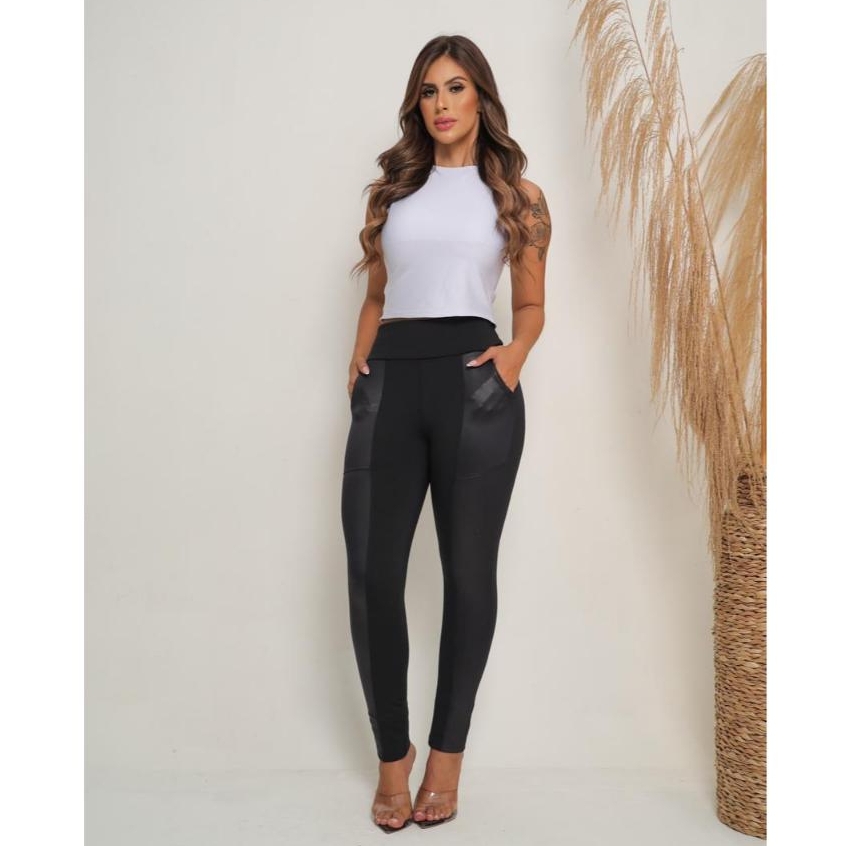 CALÇA MONTARIA FEMININA FLANELADA COM CIRRE E BOLSO NA LATERAL
