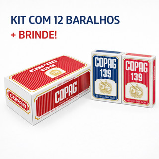 Kit 12 Baralhos Copag 139 Caixa Lacrada Azul & Vermelho 54 Cartas Alta Qualidade Truco Jogatina
