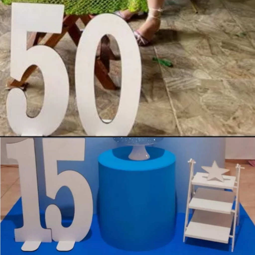 2 Números MDF GROSSO 6mm De Chão 60 Cm AlturaFica Em Pé!