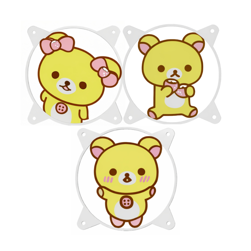 Capa para Ventoinha Fan Water Cooler Grade Fan Rilakkuma Cute 120 mm PC Gamer Acessório Proteção Cooler