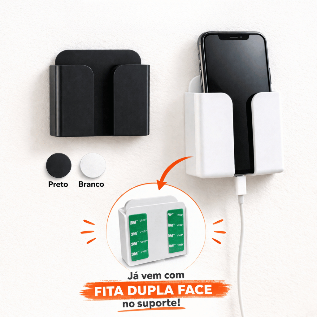 Suporte de Parede Celular Smartphone Resistente Para Casa Escritório Dupla Face Incluso Não Precisa Furar Parede