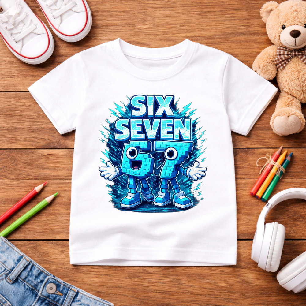 Camisa camiseta infantil 67 trend 100% algodão meme six seven