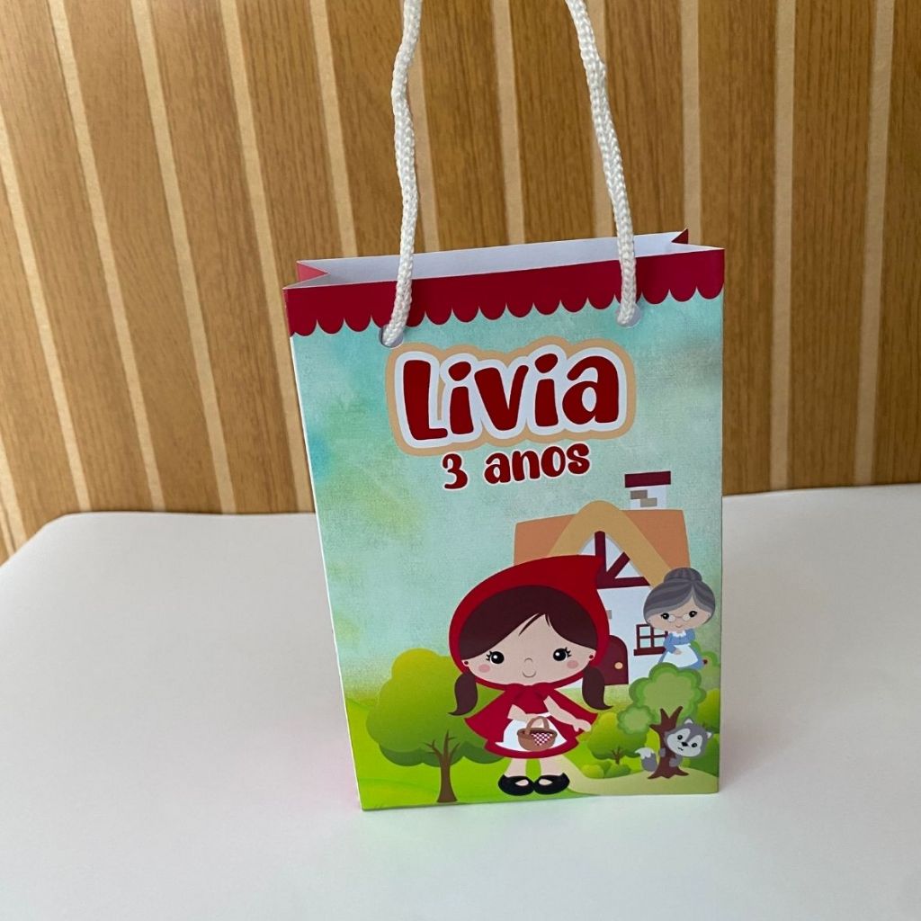 Kit Sacolinha 10|15|20 Personalizada Chapeuzinho Vermelho 2 Festa 10x15cm | Lembrancinha, Embalagem, Kit Presente com Al