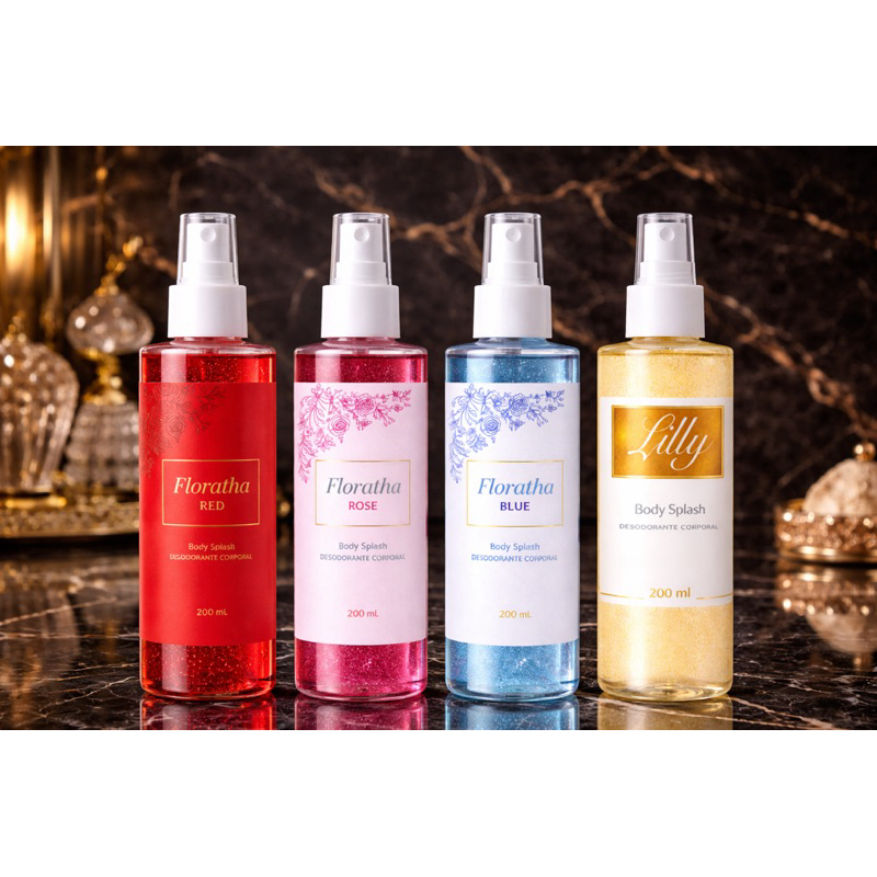 4 Body Splash Red, Rose, Blue e Lily 200ml Cada Com glitter Feminino — imagem 2 de 2