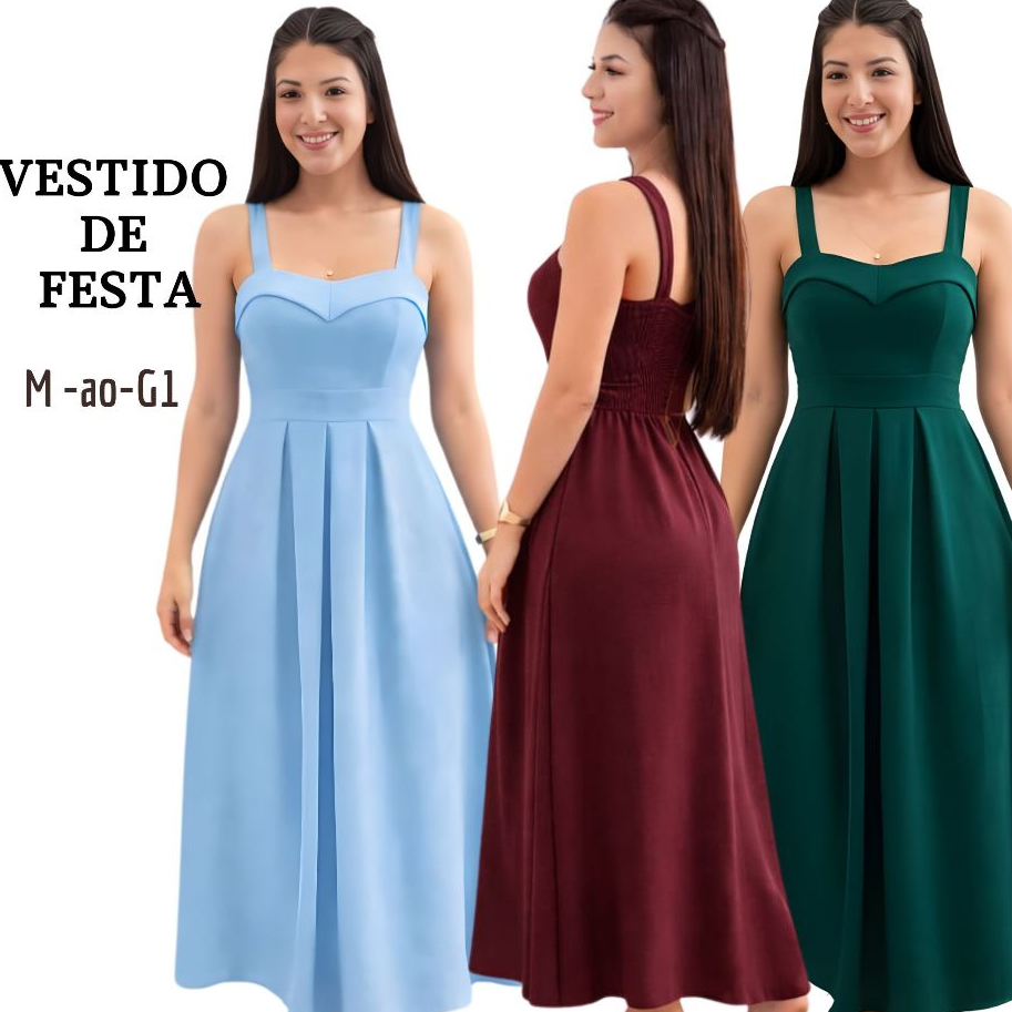 Vestido Longo de Festa Feminino Duna Linho Elegante Não Amassa Tamanho M ao G1 Pronta Entrega 2026