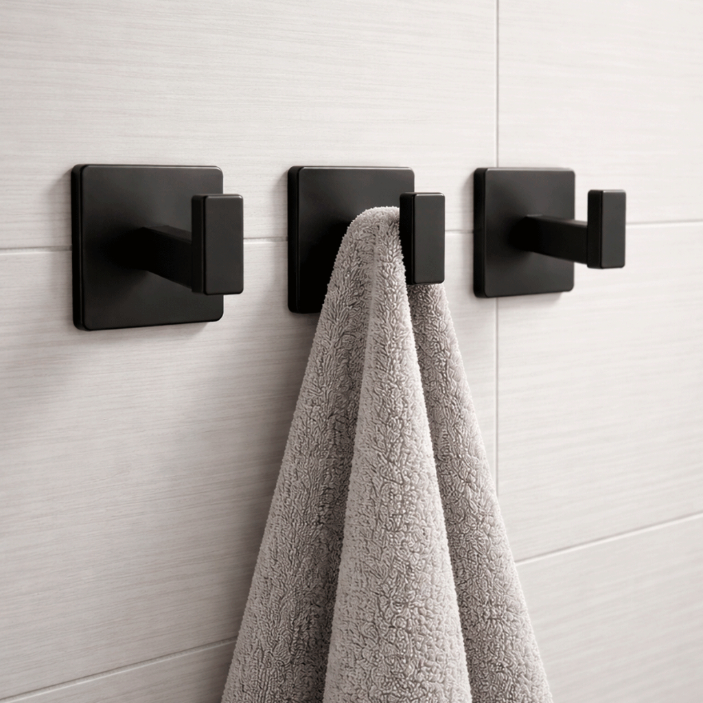 Kit Gancho Cabide de Parede  - Suporte Toalha Resistente - Fixação s/ Furo - Banheiro Cozinha