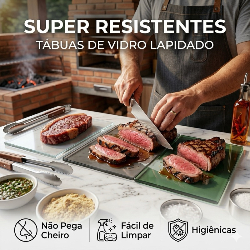 TABUA DE CHURRASCO INQUEBRAVEL VIDRO 8MM