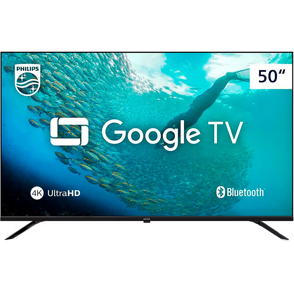 Imagem Smart TV Philips 50" 4K HDR Google TV Comando de Voz Dolby Áudio Wi-Fi Ultra HD 50PUG7019 Televisão