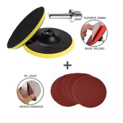 Base Suporte Disco 125mm + Lixas Sem Furos Com Velcro 5" Furadeira Esmerilhadeira sOUT2