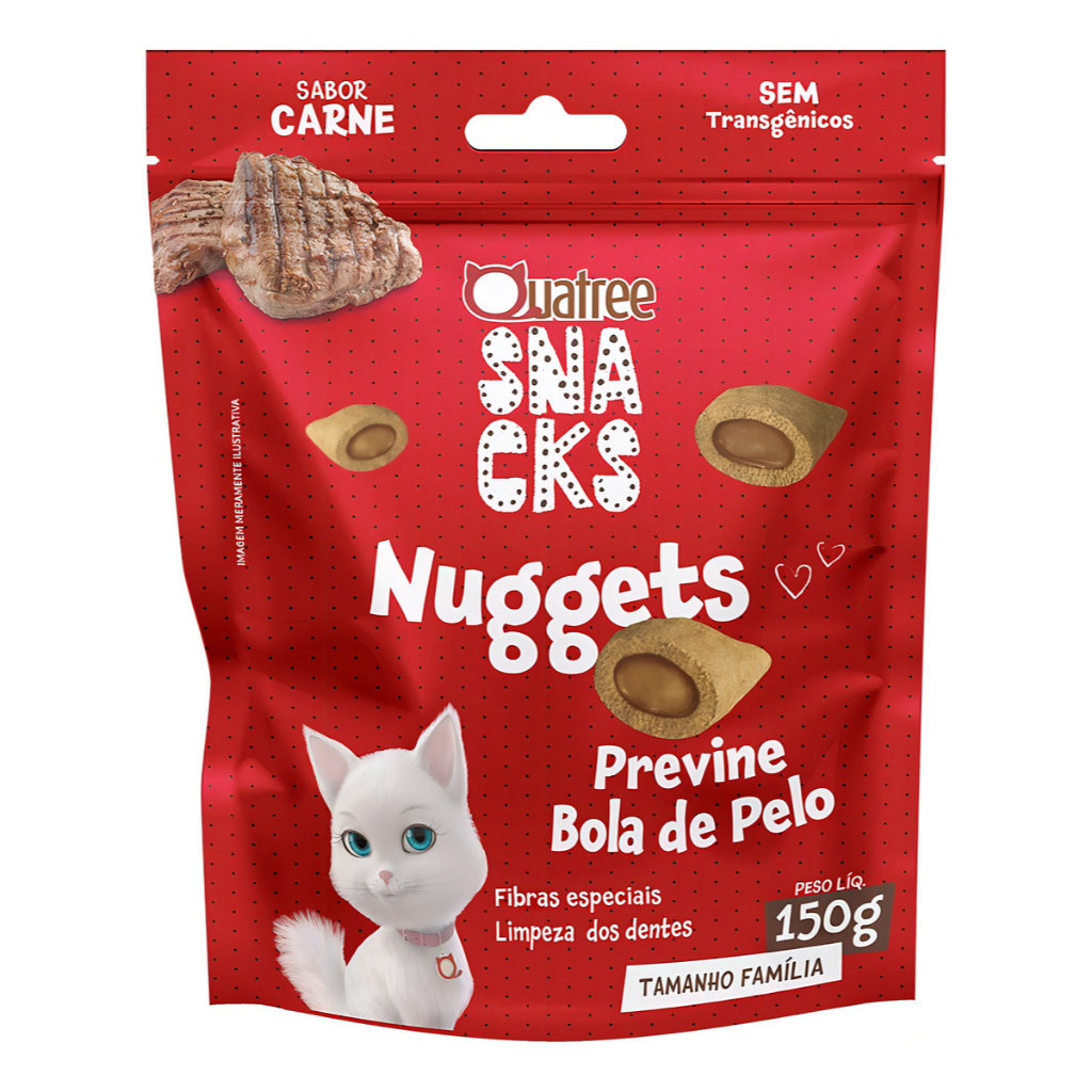 Quatree Snacks Nuggets Bola De Pelo Sabor Carne 150g