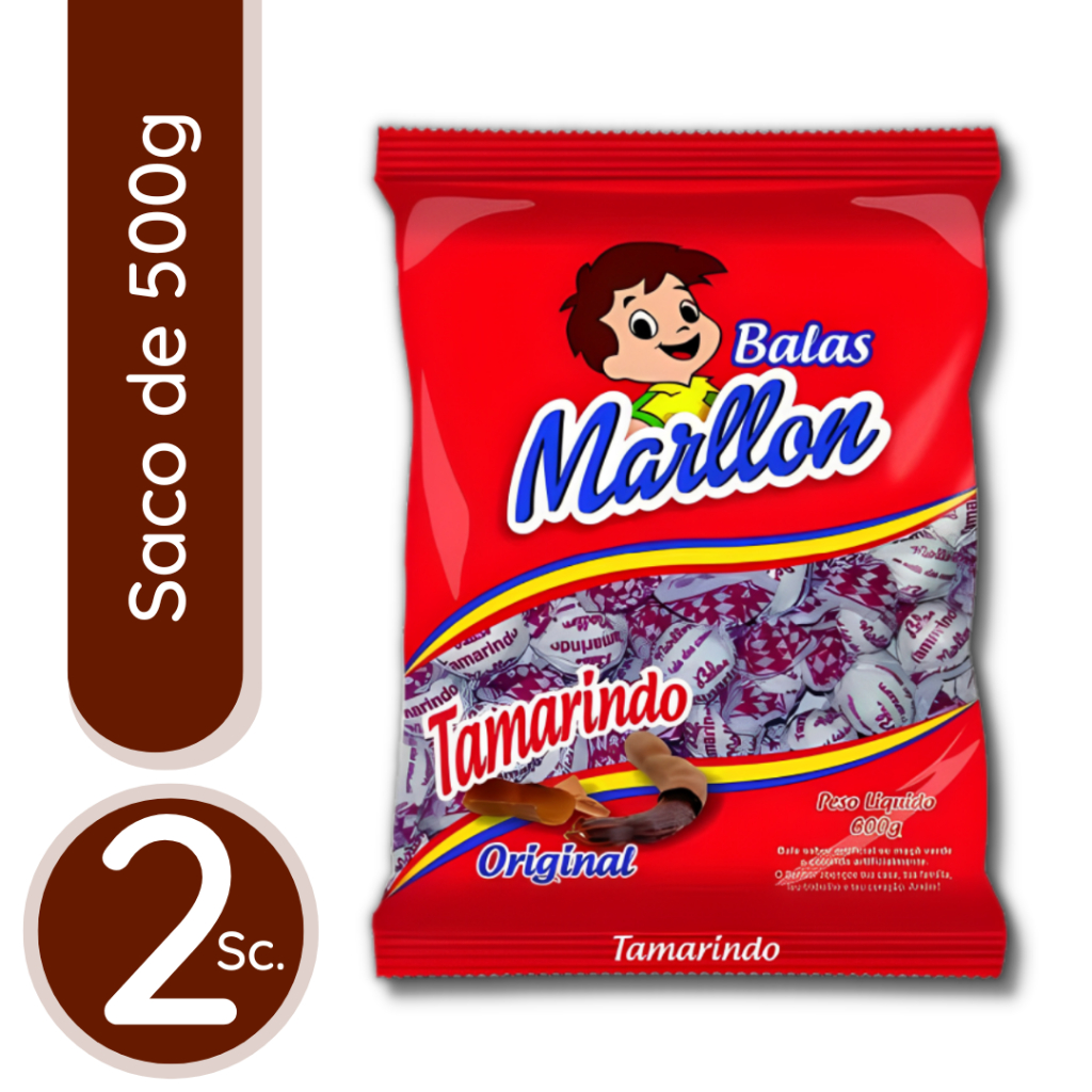 Bala Marllon Tamarindo Dura Original - 2 Sacos De 500g