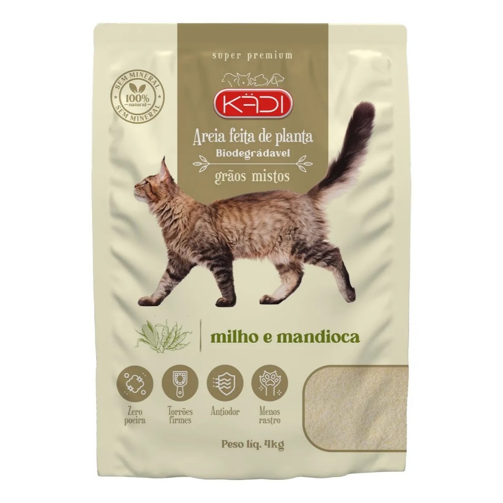 Areia Sanitária Higiênica para Gatos KADI Grãos Mistos 4 Kg