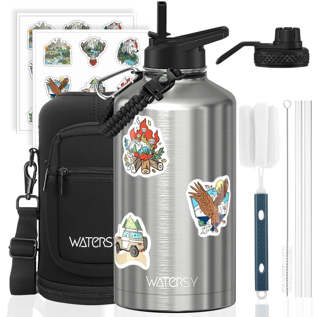WATERSY Frio 48h Garrafa Térmica inox 87oz /2573ml garrafa de água com tampa para academia, ao ar livre