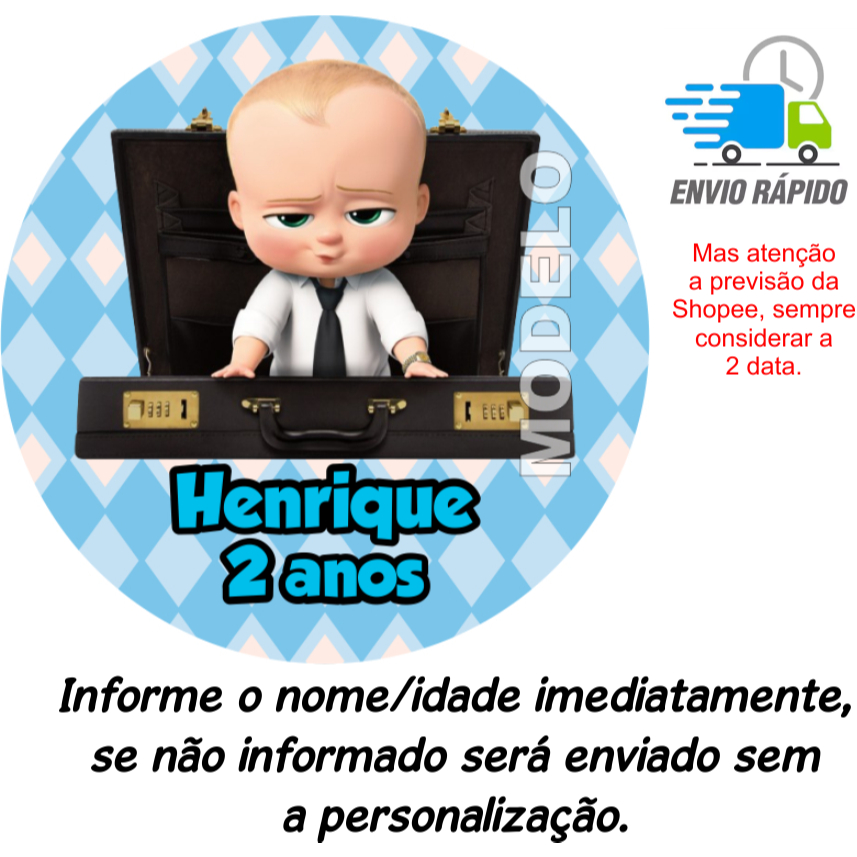 Adesivos Personalizados (4cm a 9cm) Tema O Poderoso Chefinho Ideal para Lembrancinhas, festas
