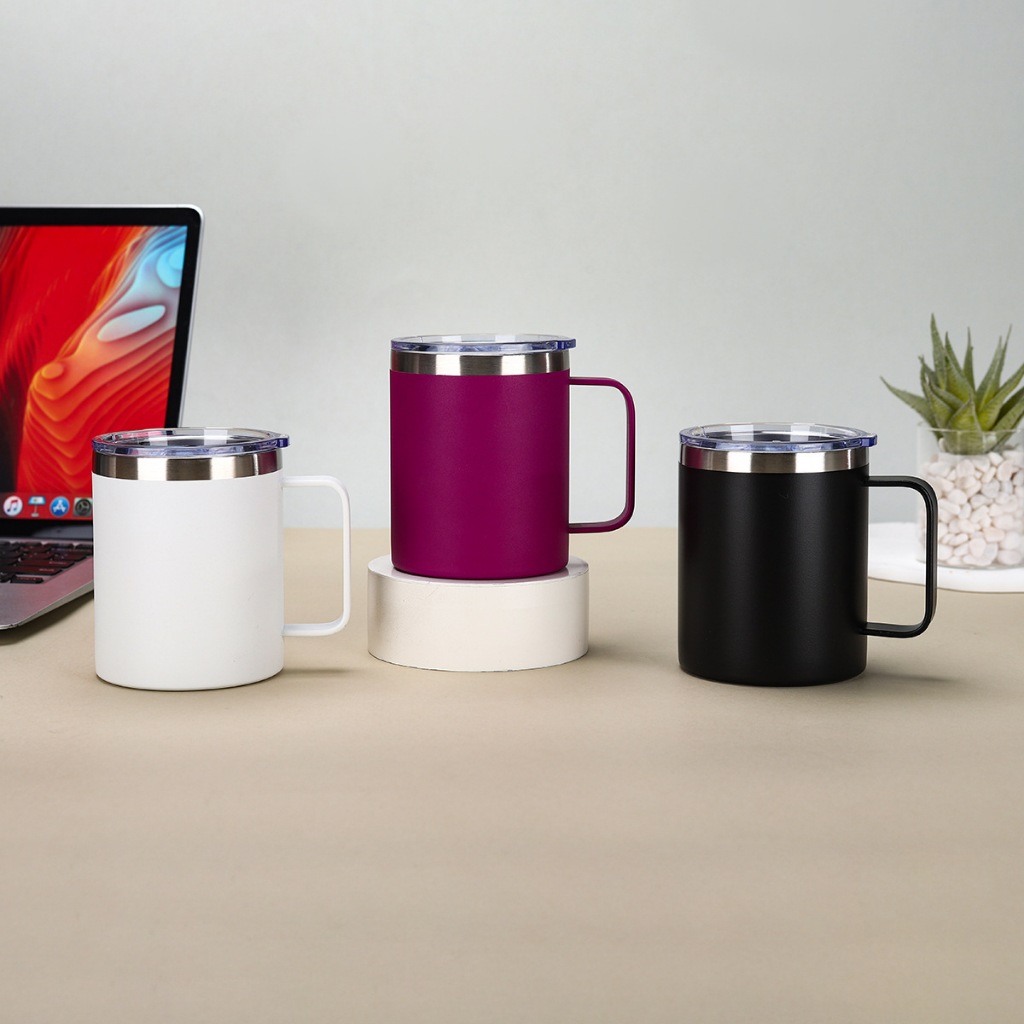 350ML Caneca Térmica  Quente ou Frio com Alça Conveniente  Com Tampa，Adequado para uso doméstico