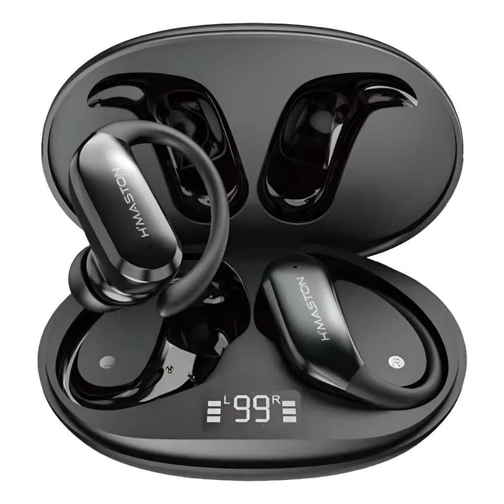 Fone Bluetooth H’maston RS77 TWS Sem Fio com Display LED, Bluetooth 5.4 e Gancho Esportivo