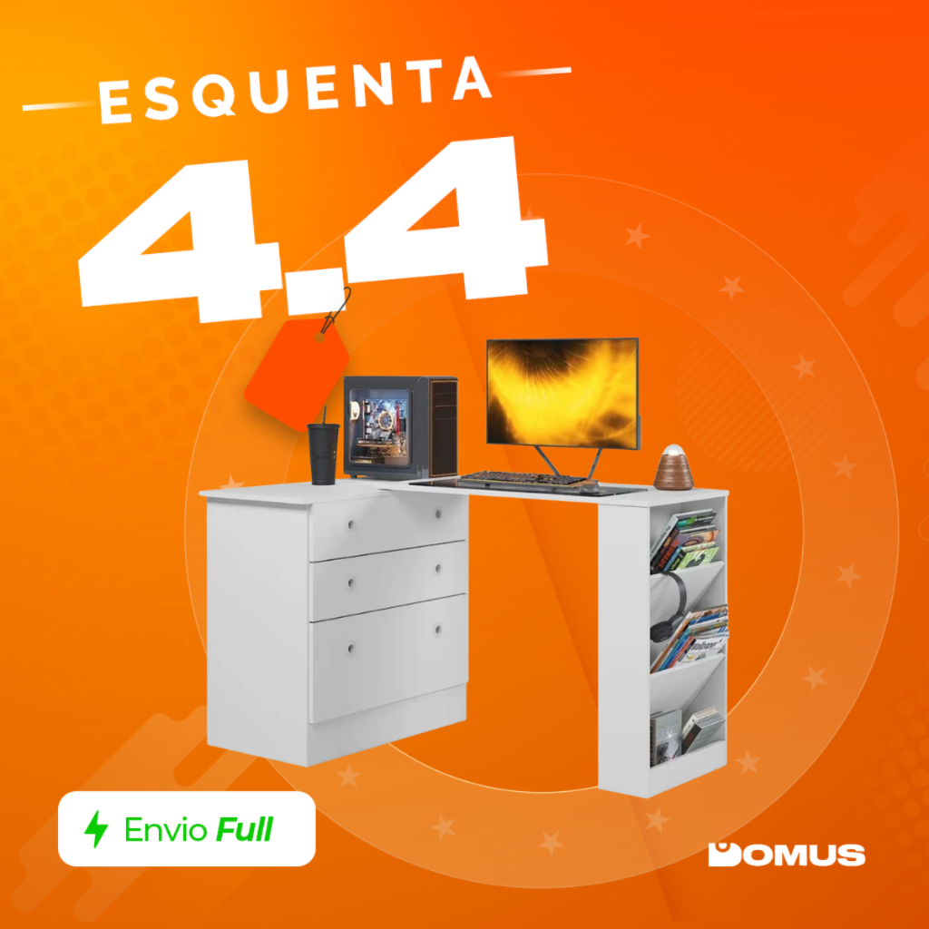 Cômoda Gamer 3 Gavetas com Mesa Giratória MDP Qmovi