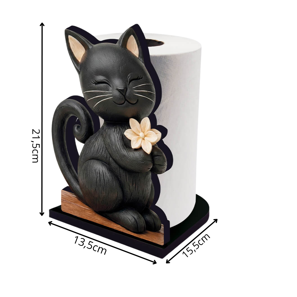Porta Papel Toalha Gato Preto MDF Suporte Rolo Cozinha Decorativo Fofo Moderno — imagem 2 de 2