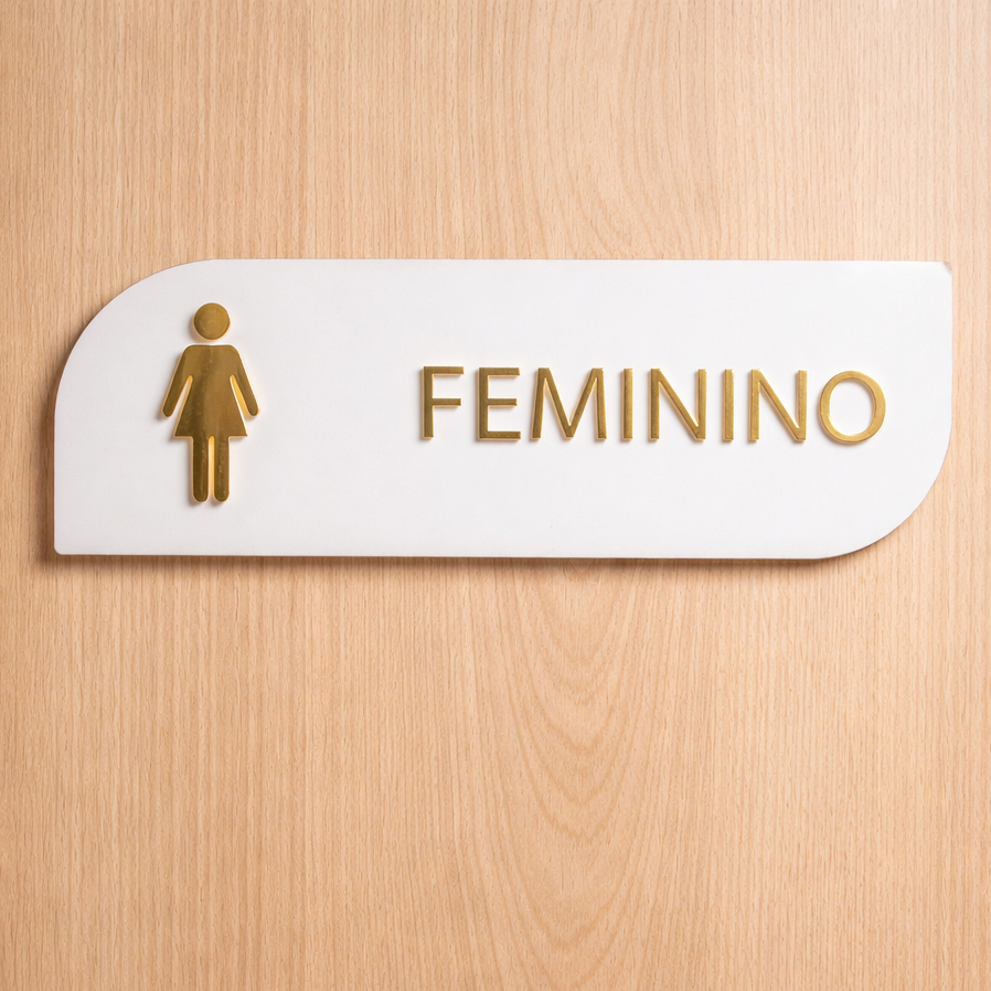 Placa Sinalização Banheiro Masculino / Feminino Acrílico MDF + Acrilico — imagem 2 de 2