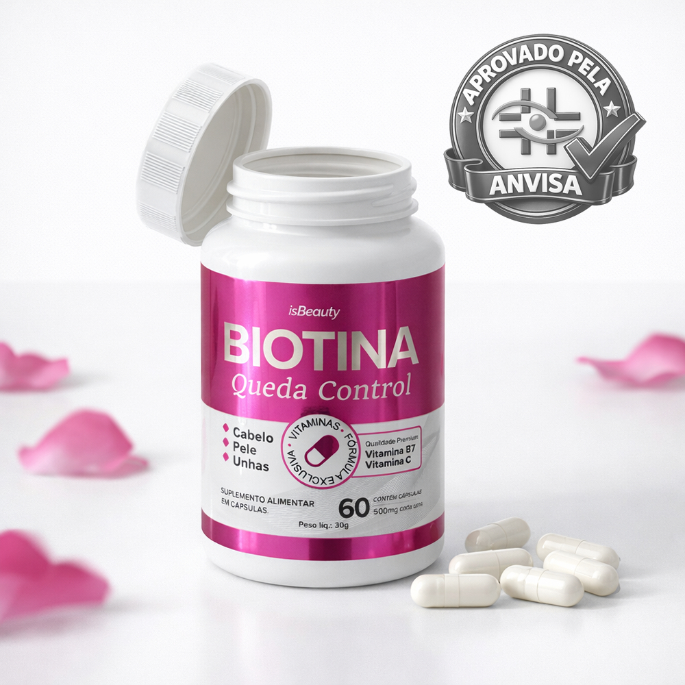 Biotina Premium 500mg 60 Cápsulas | Cabelos, Pele e Unhas | Suplemento de Alta Qualidade