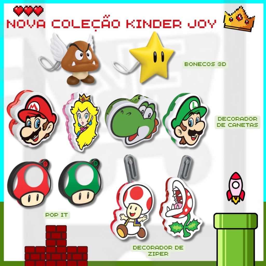 Colecionáveis Surpresas Kinder Joy Super Mario Bros