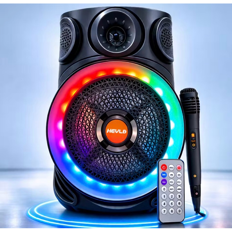 Caixa de Som Bluetooth Potente 2000W PMPO RGB + Microfone Karaokê USB SD Portátil