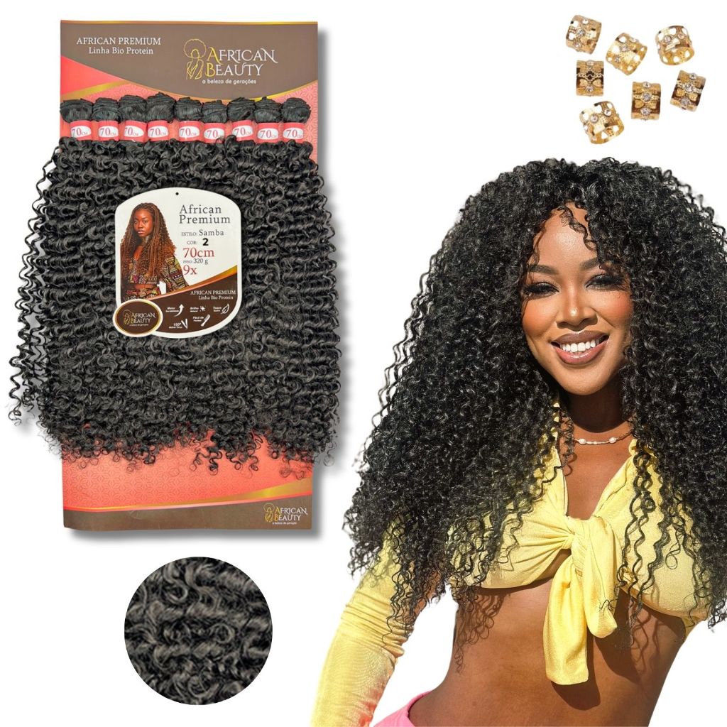 Cabelo Bio FIbra Proteína Cacheado Tela 320g Entrelace Cachos Afro Samba