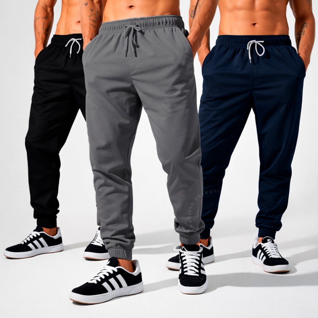 Kit 3 Calça Jogger Masculina Elastano Tactel Academia Treino Fitness Slim Dry Fit Esportiva Leve