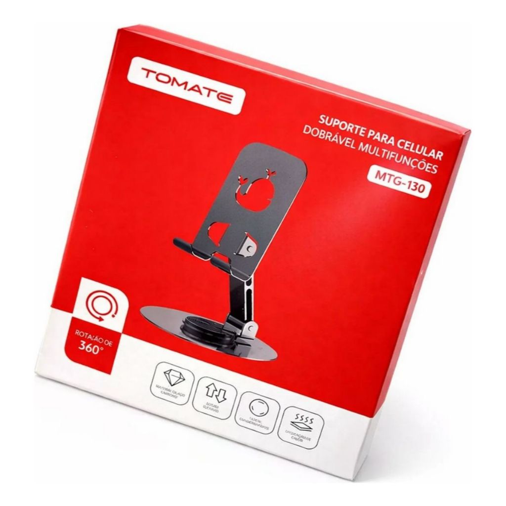 Suporte De Mesa Aço Para Celular Dobrável 360 Graus MTG-130