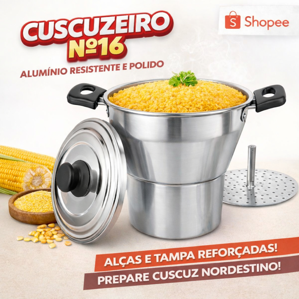 Cuscuzeira Individual Nº16 Cuscuz Nordestino Alumínio Cozimento Á Vapor Cuscuzeiro