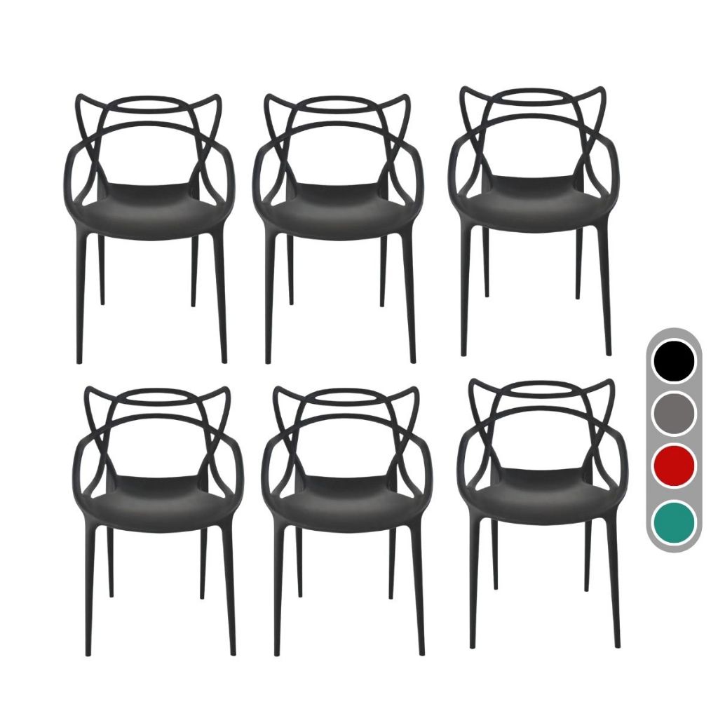 Kit 6 Cadeiras de Jantar Allegra Preta Moderna Resistente com proteção UV Cozinha Jardim e Área Gourmet em Oferta na Shopee