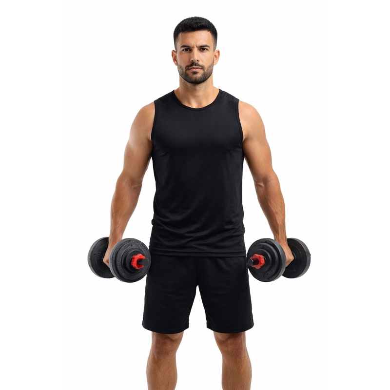 Kit Treino Funcional 20kg Halteres Barra Supino Kettlebell Preto