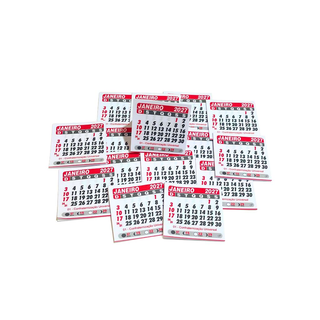 250 Mini Calendário Destacado 2027 Para Imã De Geladeira 5x5 Cm
