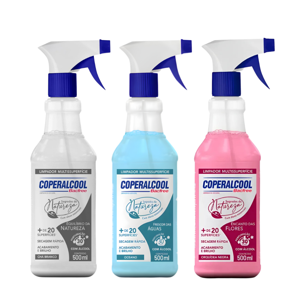 Kit 3 Limpador Coperalcool Perfumado Cha Branco Orquidea Negra Oceano 500ml