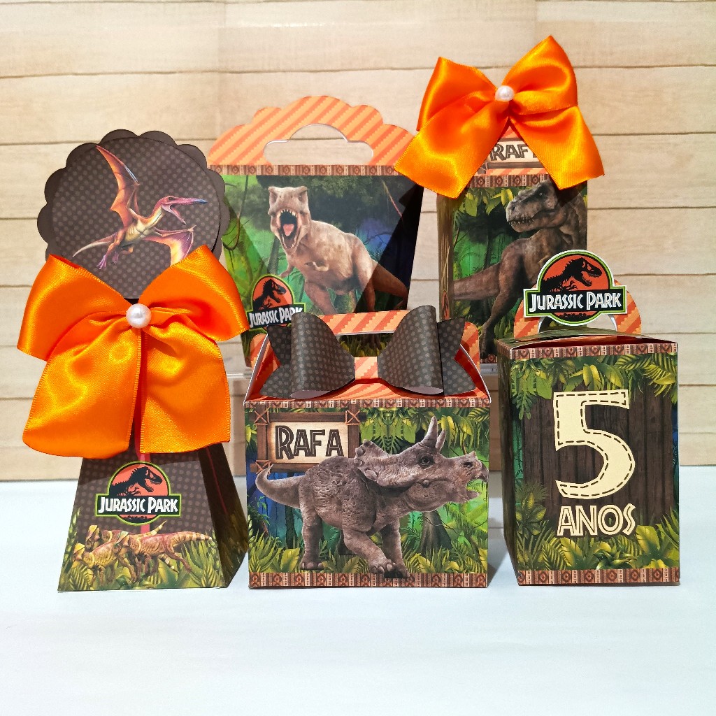 Kit Festa Jurassic Park Dinossauros Infantil – Caixinhas Personalizadas Pegue e Monte | Lembrancinhas Aniversário
