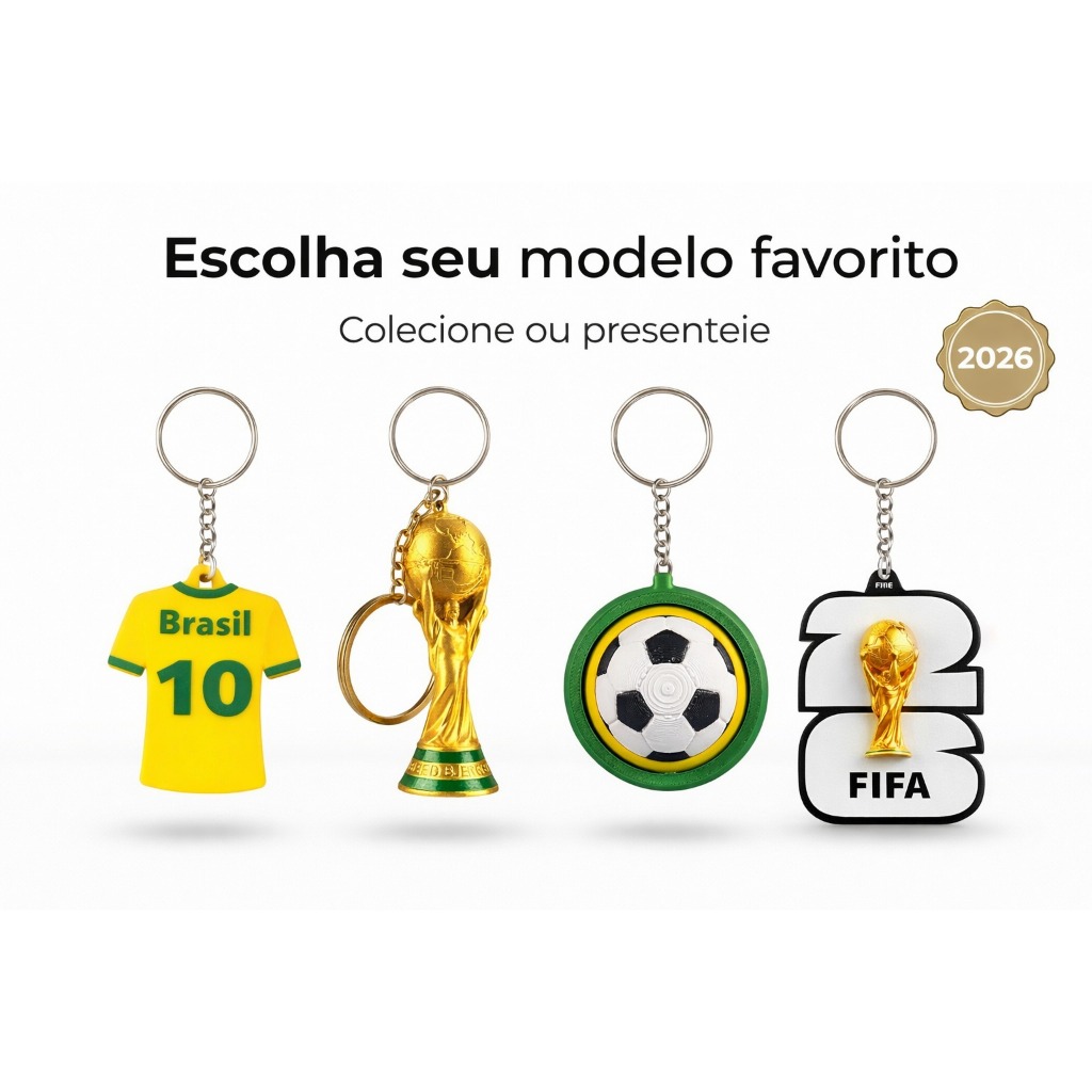 Kit 10 Chaveiros Copa 2026 Brasil Futebol