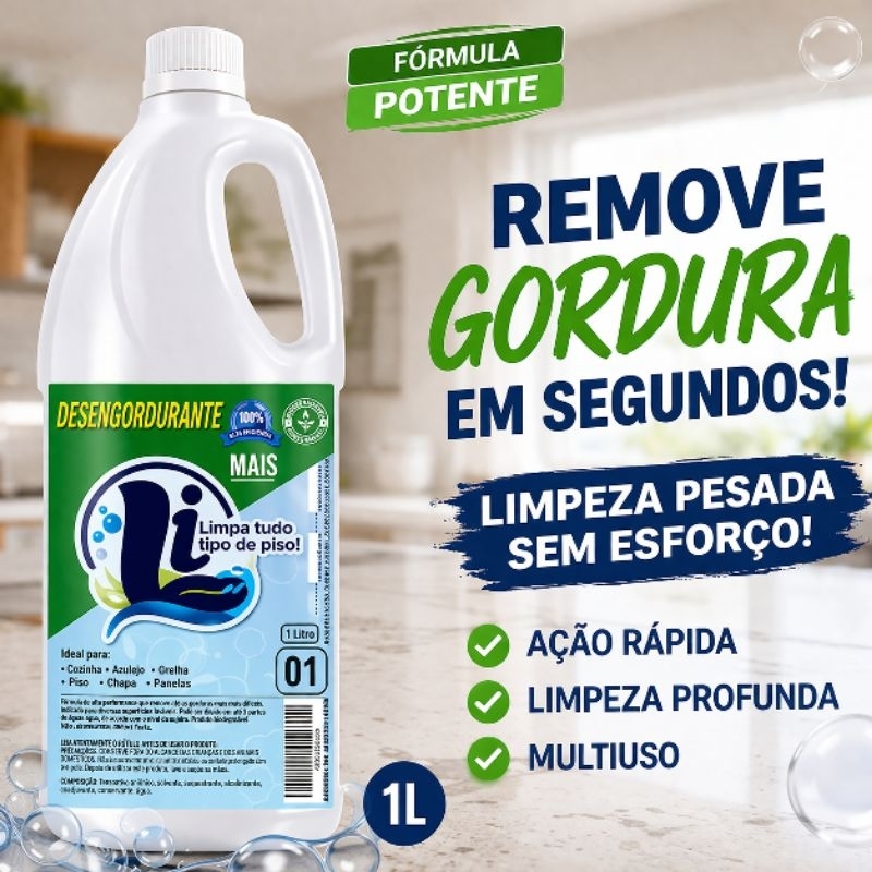 Desengordurante Potente 1L Remove Gordura Pesada Sem Esforço + Multiuso Cozinha, Piso e Grelha
