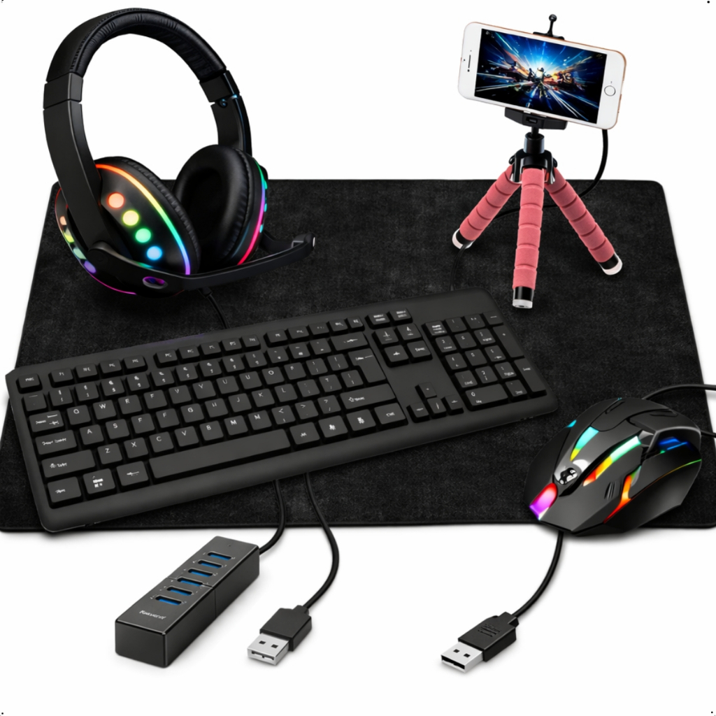 Kit Mobilador Gamer Mobile para Cleular Completo com Fone Headset Barato USB V8 — R$ 144,00 em Shopee
