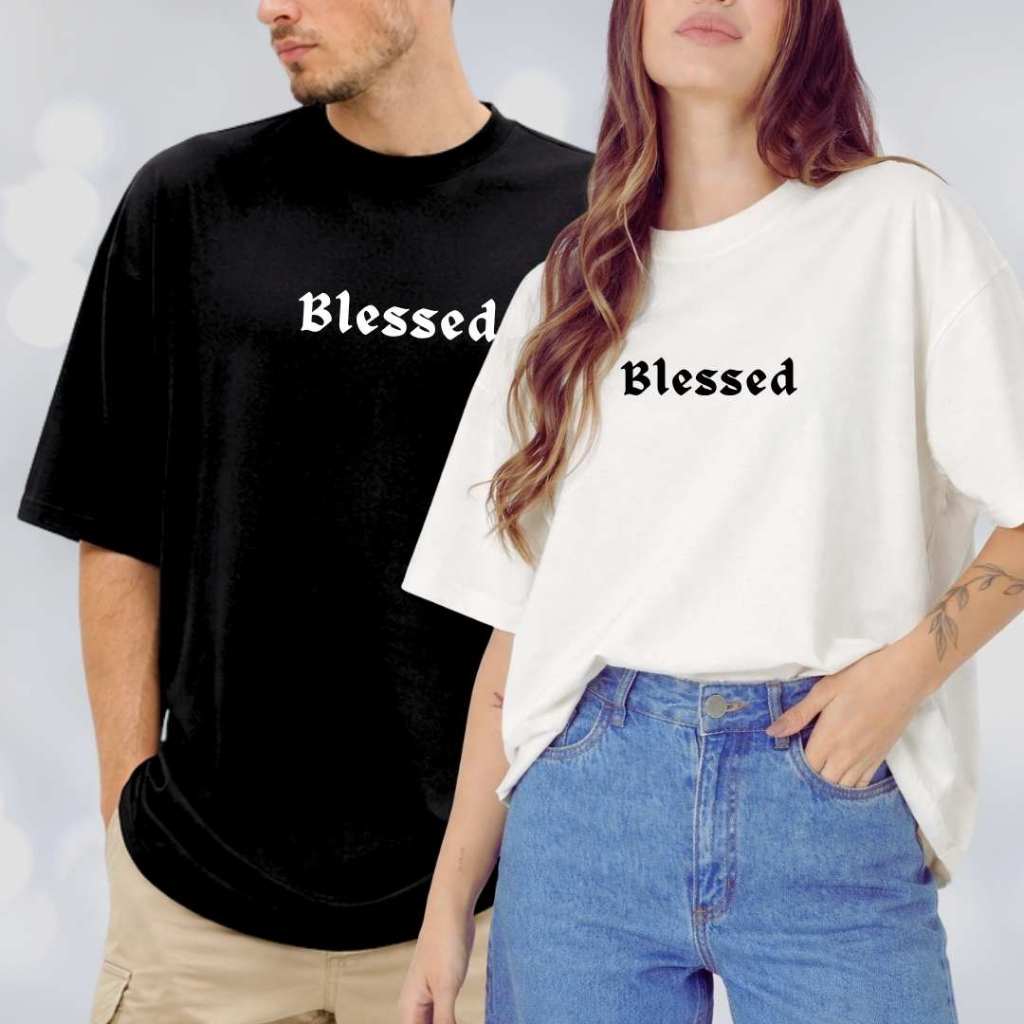 Camiseta Oversized Unissex BLESSED 100%  Algodão Premium - Cristã - Moda Streetwear