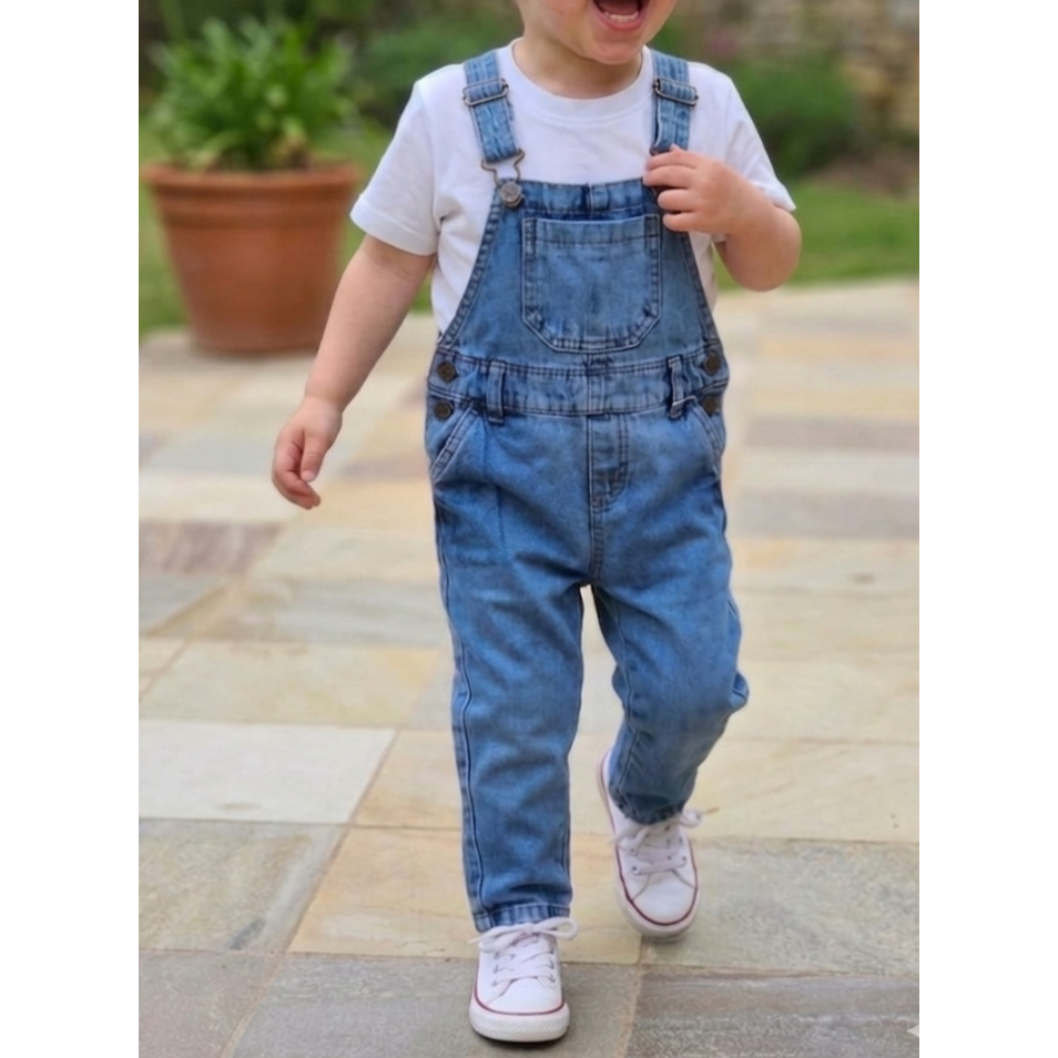 Macacao Calça Jeans Infantil Menino Tamanho 1 ao 3