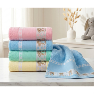 Toalha De Banho Infantil Kids Macia Ponto Cruz Barras Com Desenhos Bordados 75x1.10m em Oferta na Shopee