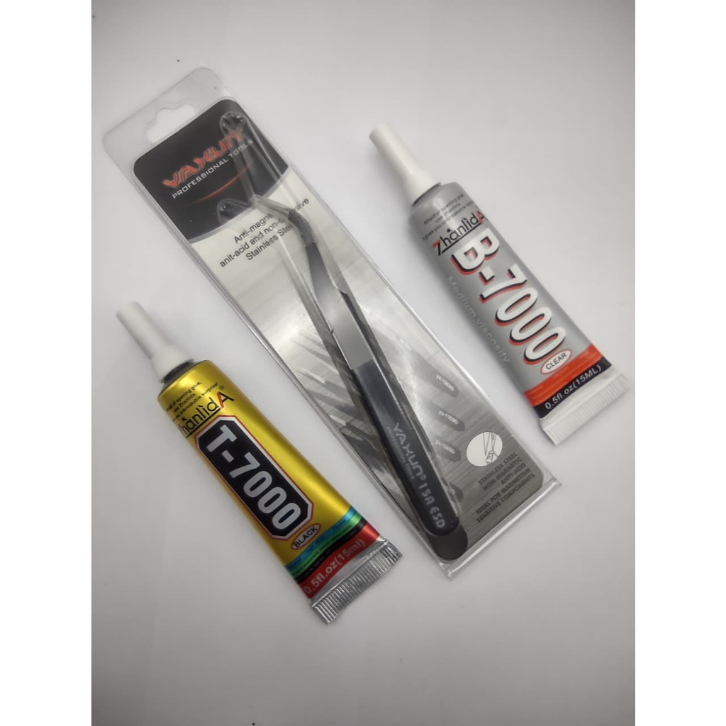 Kit Cola Adesiva B7000 15ml e T7000 15ml Alta fixação, Pinça Curvada Yaxun