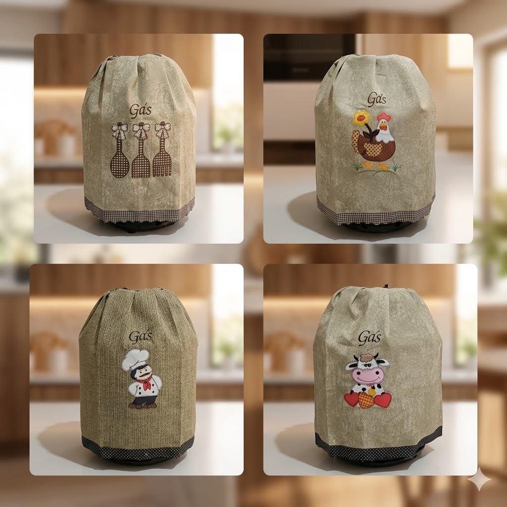 Capa Decorativa para Botijão de Gás Diversos Bordados Patchwork Tamanho Padrão em Oferta na Shopee