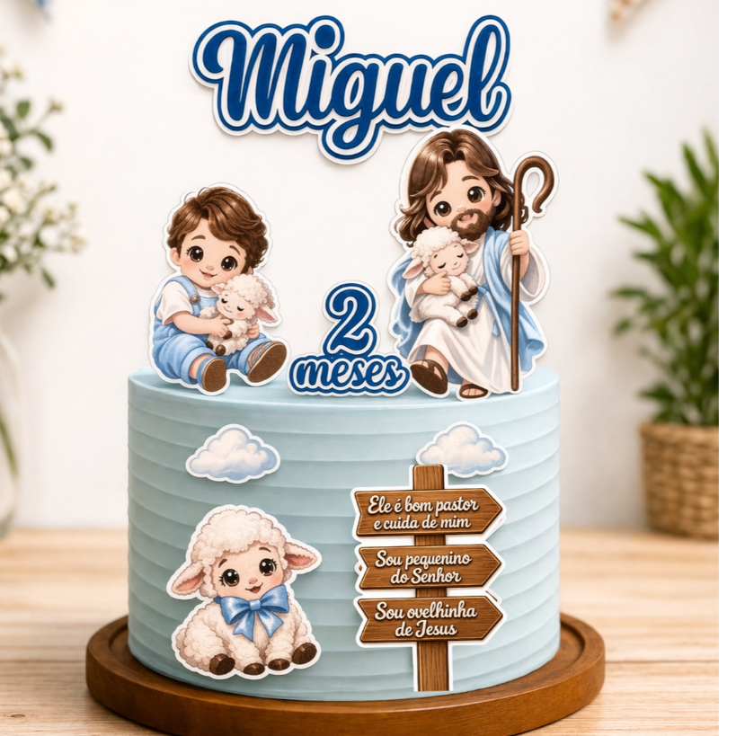 Topo Ovelhinha de Jesus - Topper Ovelhinha - Topper Jesus Bom Pastor - ENVIO EM 24 HRS APOS COMPRA
