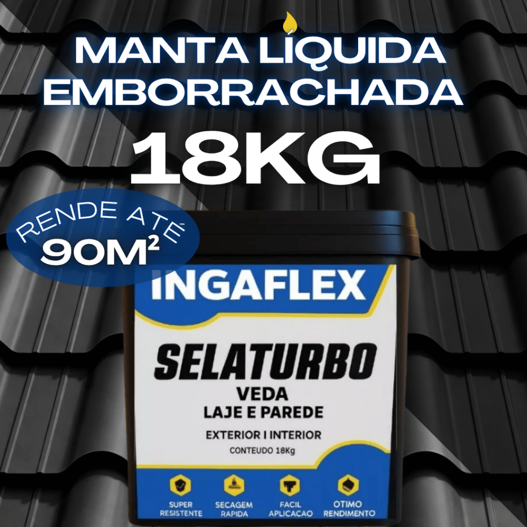 Manta Líquida Impermeabilizante Emborrachada 18kg Anti Infiltração Telhado Laje Uso Com Manta Bidim