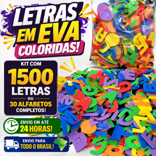 Kit 1500 Letras em EVA Coloridas  Alfabetização Infantil Escolar Educativo Pacote 150 400 600 1000 em Oferta na Shopee