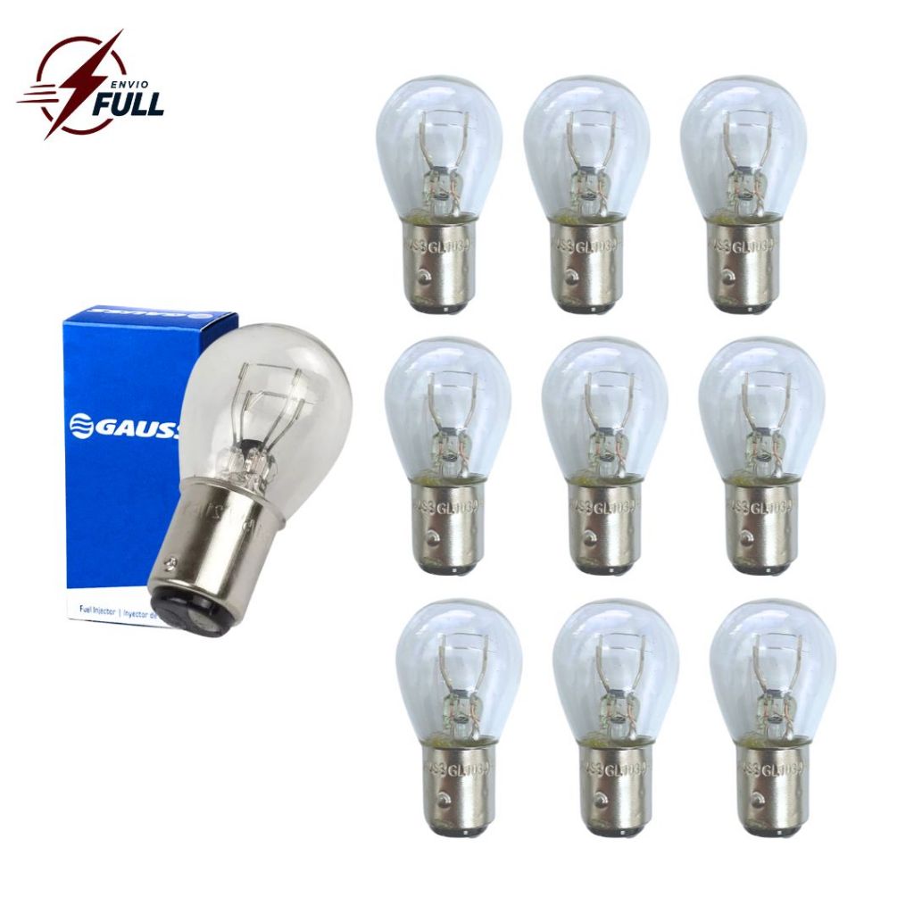 Kit 10 Lampadas 21/5w 2 Polos 12V Gauss 1034 - GL1034 Lampada P21/5w 2 Polos Freio Posição Ré
