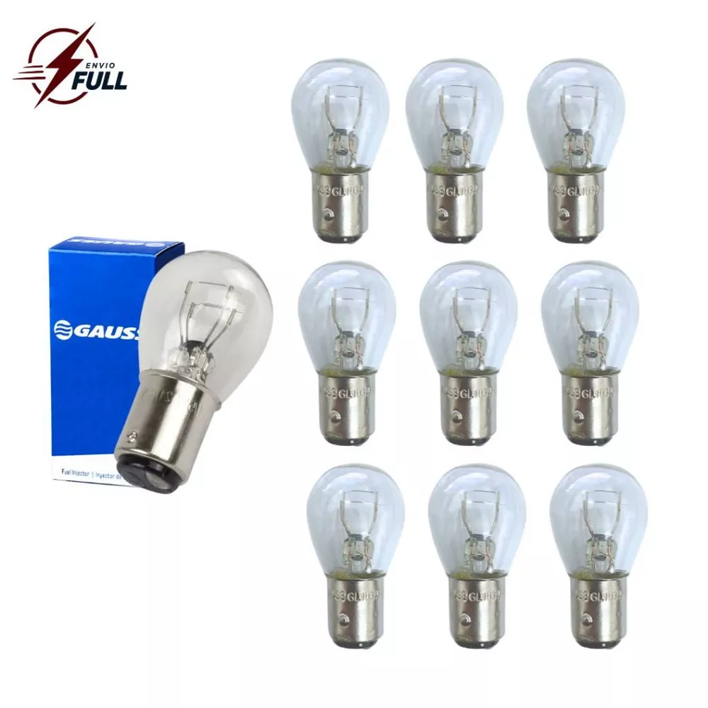 Kit 10 Lampadas 21/5w 2 Polos 12V Gauss 1034 - GL1034 Lampada P21/5w 2 Polos Freio Posição Ré